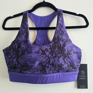 MPG - NWT Women's Envy Violet And Black Snakeskin Print Sports Bra - Size M